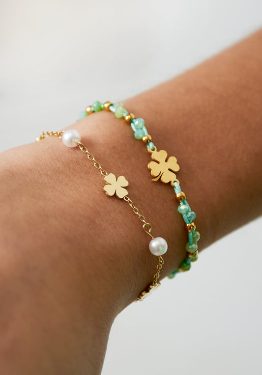 Bracelet trèfle perlé